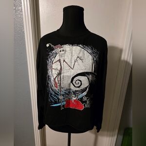 Nightmare Before Christmas Black Long Sleeve Crop Top Size XXL